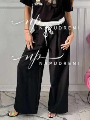 Дамски панталон в свободна кройка в черен цвят – код 7099