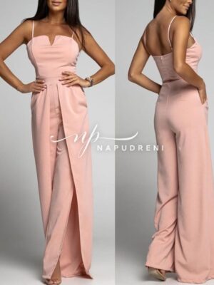 Дамски стилен гащеризон в розов цвят - код 9330