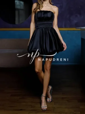 Къса сатенена рокля ''ALISIYA'' в черен цвят - код BL9522