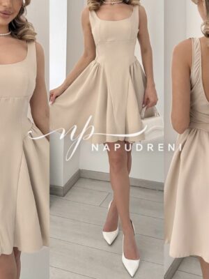 Дамска рокля "Jessy" в бежов цвят - код 7524