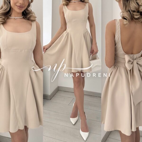 Дамска рокля "Jessy" в бежов цвят - код 7524