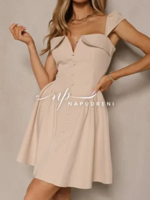 Стилна рокля ''Alléa'' в бежов цвят - код BL9617