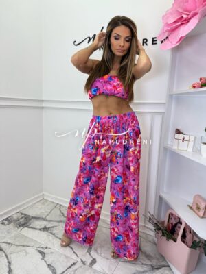 Дамски сет от две части с цветя в лилав цвят - код GT9295