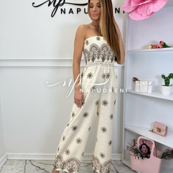 Стилен дълъг гащеризон '' DEYA'' в бежов цвят - код BL9301