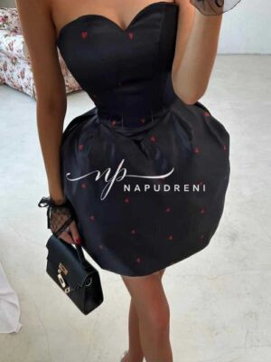 Рокля ''AMORE'' в черен цвят със сърчица - код BL9672