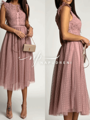 Тюлена рокля ''Feliz'' в розов цвят - код 1409