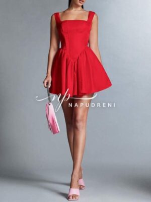 Дамска рокля "Jessy" в червен цвят - код 7523