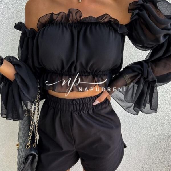 Дамско тюлено бюстие в черен цвят - код 4889