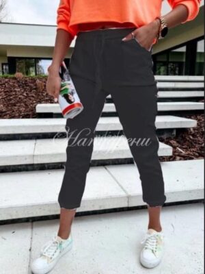 Дамски панталон с връзки в черен цвят - код p500