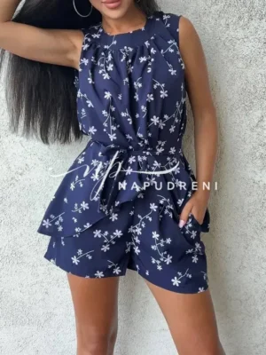 Комплект от две части ''LORIS'' в тъмносин цвят с флорален принт - код BL9701