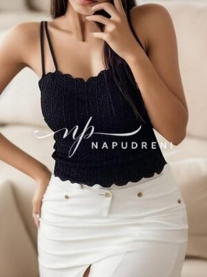 Топ с двойни презрамки в черен цвят - код 9201