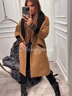 Дамско палто в кафява разцветка - код 3713