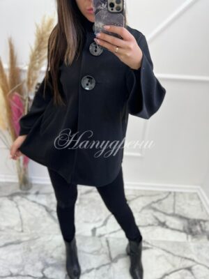 Елегантно черно палто Кларис - код 3730