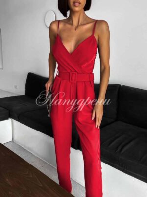 Стилен гащеризон "Jessie" в червен цвят - код 5079