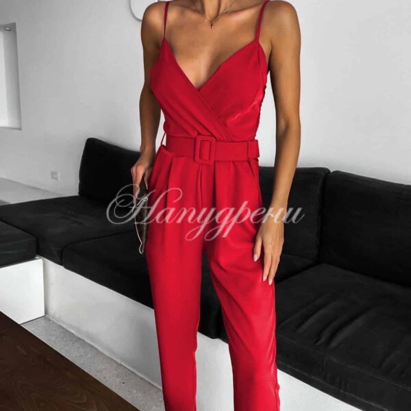 Стилен гащеризон "Jessie" в червен цвят - код 5079