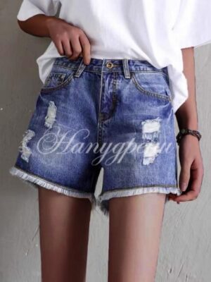 Дамски къси панталонки с ефектни кръпки - код 5319