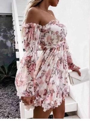 Нежна рокля "Dreamy" с ефектен принт - код 5539