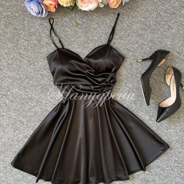 Кукленска рокля сатен “Ksenia” в черен цвят – код 5658