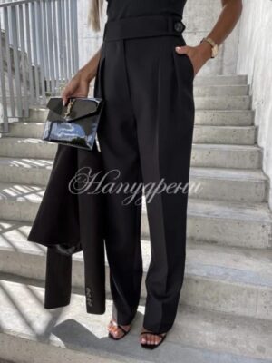 Дамски елегантен панталон в черен цвят - код 5719