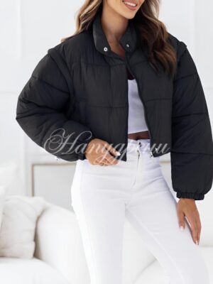 Дамско черно яке/елек 2 в 1 - код 5777