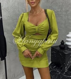 Дамска рокля сатен ''Cropp" в зелен цвят - код 5915