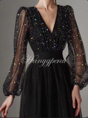 Луксозна рокля "Empress" в черен цвят - код 6296