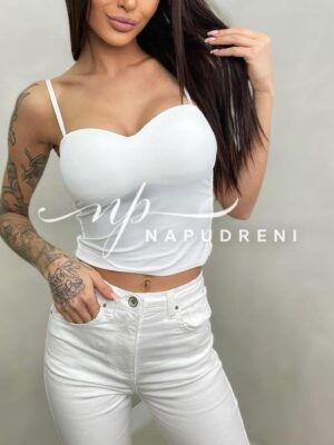 Дамски потник с изчистен дизайн в бял цвят- код 6438