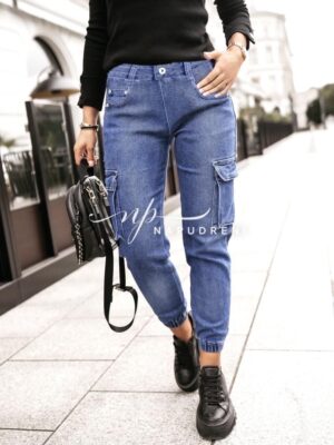 Дамски тренди дънки в син цвят - код 6498