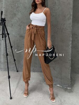 Дамски панталон "Slowly" в кафяв цвят - код 6696