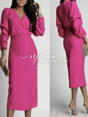 Дамска рокля "Siuzan" в цикламен цвят - код 6963