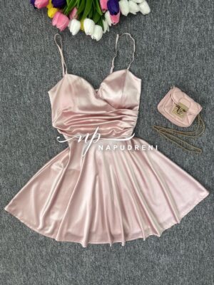 Кукленска рокля сатен “Ksenia” в розов цвят – код 7050