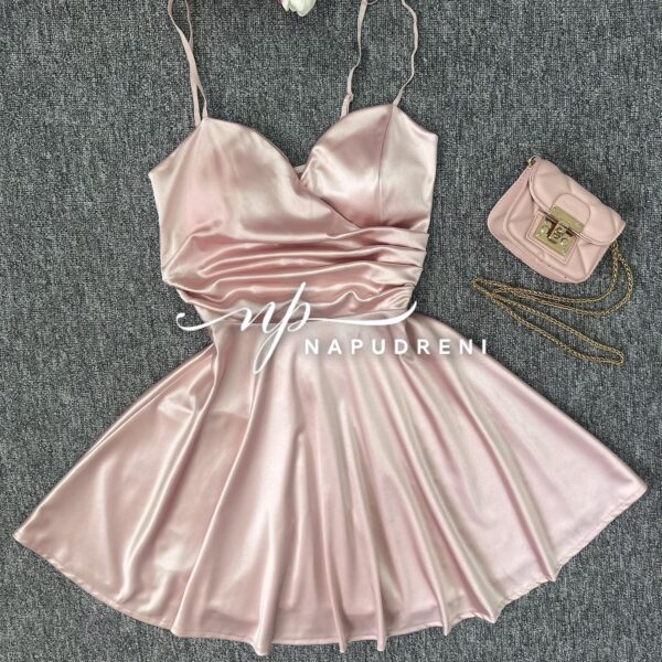 Кукленска рокля сатен “Ksenia” в розов цвят – код 7050