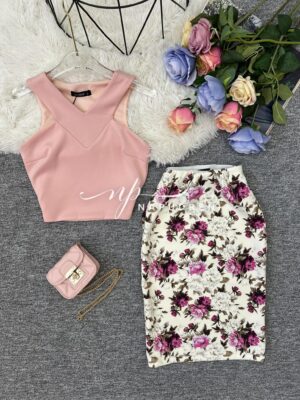 Дамски комплект от две части в розов цвят – код 7074