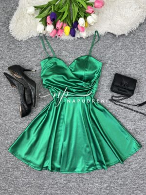 Кукленска рокля сатен “Ksenia” в зелен цвят – код 7238