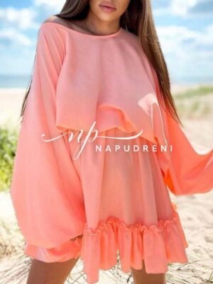 Дамска рокля ''Kety'' в прасковен цвят - код 7331