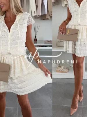 Стилен комплкет ''ADELLA'' в кремав цвят - код 9087