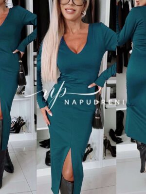 Дамска рокля ''ALINA'' в тюркоазен цвят - код 7975