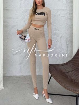 Дамски комплект ''QUEEN'' в бежов цвят - код 7865