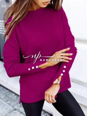 Дамска блуза с копчета в цикламен цвят - код 8047