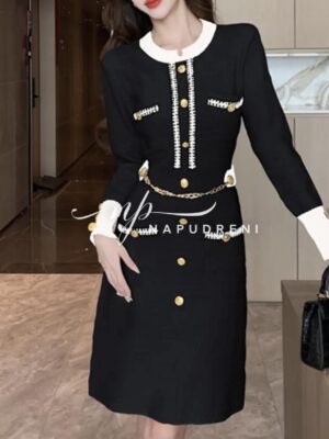 Дамска елегатна рокля ''ELLIZABETH'' в черен цвят - код 8105