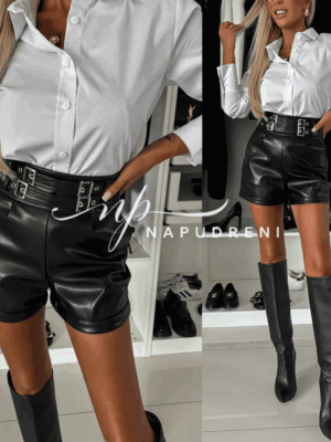 Дамски кожени къси панталонки - код 7946