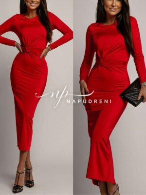 Дамска дълга рокля ''MADISON'' в червен цвят - 8112