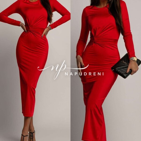 Дамска дълга рокля ''MADISON'' в червен цвят - 8112