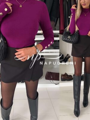 Дамско стилно поло с копчета в лилав цвят - код 8281