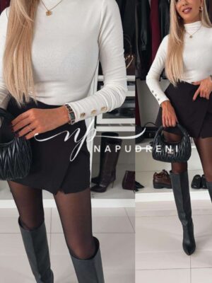 Дамско стилно поло с копчета в бял цвят - код 8280