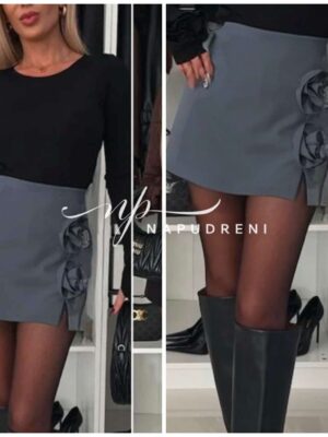 Пола-панталон с розички в сив цвят - код 8487