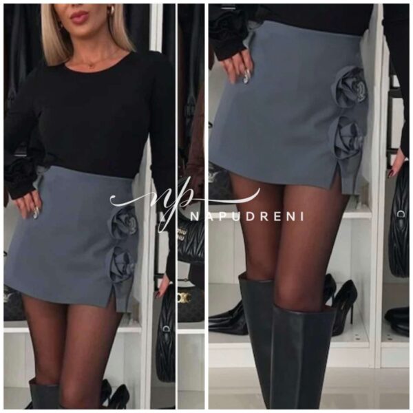 Пола-панталон с розички в сив цвят - код 8487