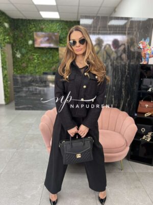 Стилно късо палто с копчета в черен цвят - код 8346