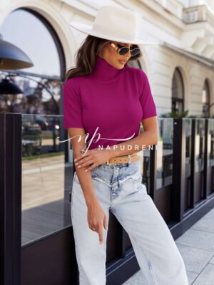 Дамско поло с къс ръкав в лилав цвят- код 8211