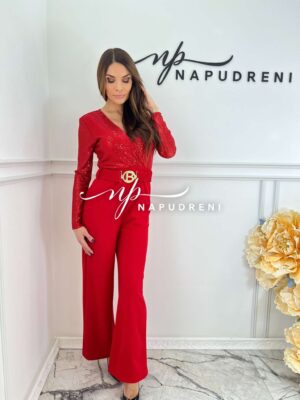 Дамски гащеризон "Anna" в червен цвят - код 6377